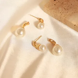 Wholesale Light Luxury Style Copper Imitation Pearl Earrings