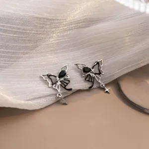 Wholesale Liquid Butterfly Hollow Alloy Earrings