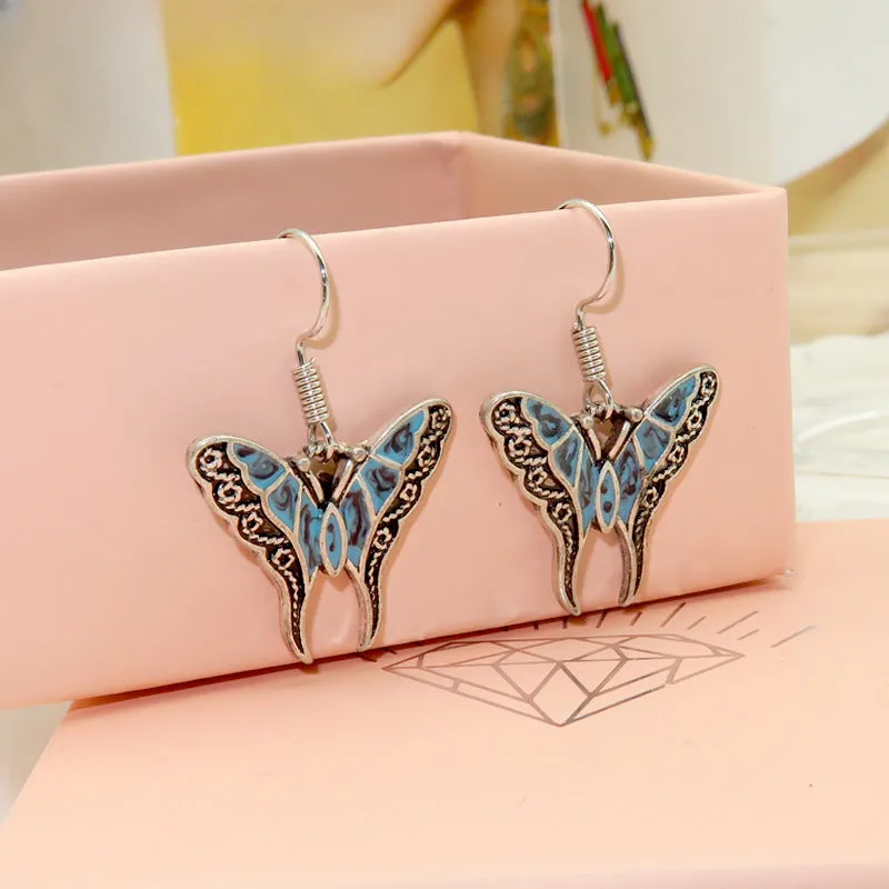 Wholesale Literary Retro Style Palace Painted Butterfly Earrings