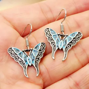 Wholesale Literary Retro Style Palace Painted Butterfly Earrings
