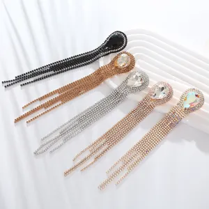 Wholesale Long Alloy Glass Diamond Drop Shape Earrings