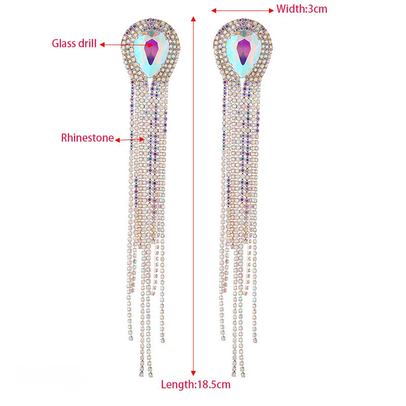 Wholesale Long Alloy Glass Diamond Drop Shape Earrings