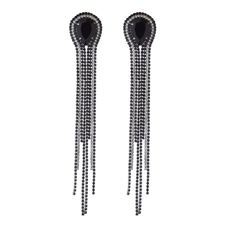 Wholesale Long Alloy Glass Diamond Drop Shape Earrings