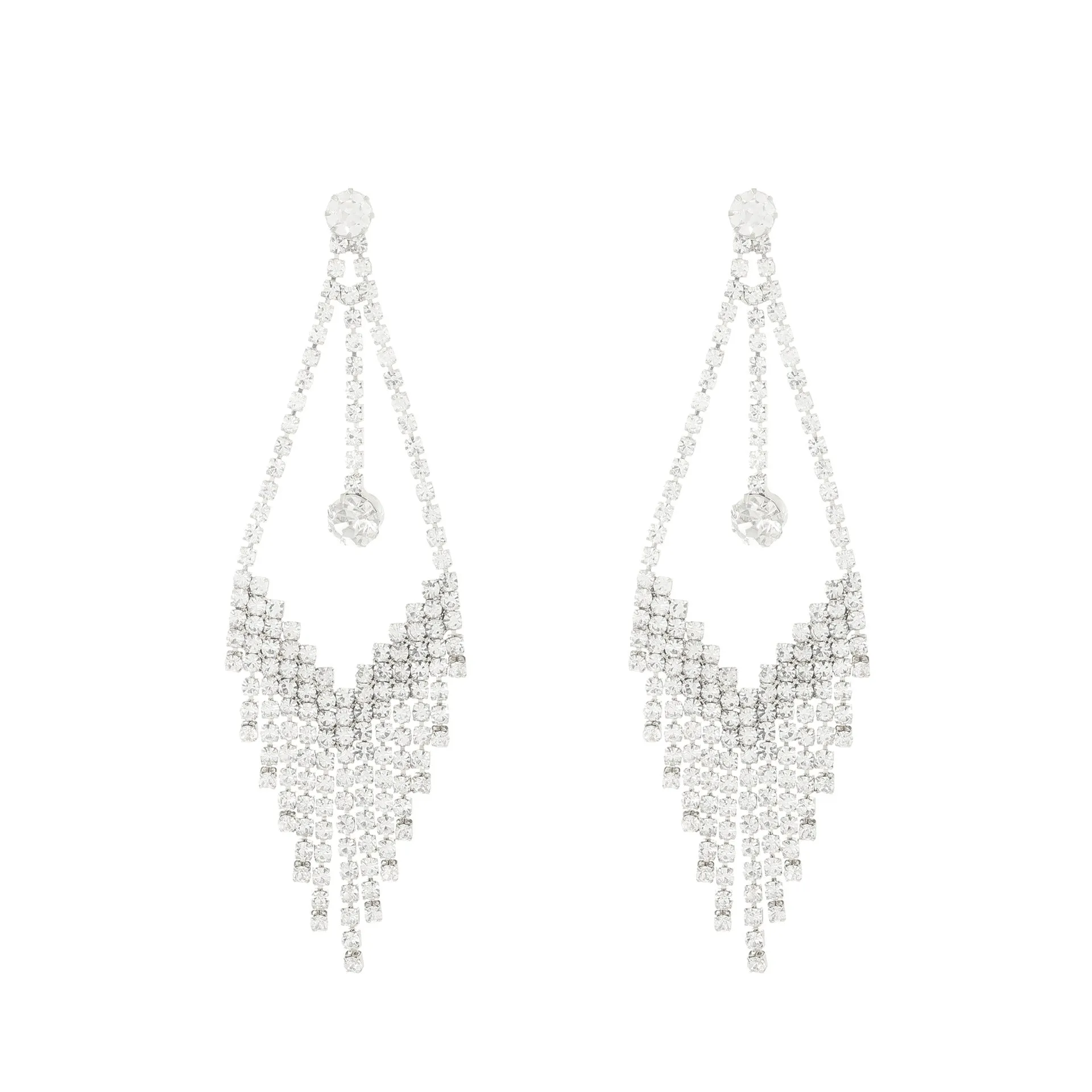 Wholesale Long Diamond Tassel Butterfly Heart Copper Earrings