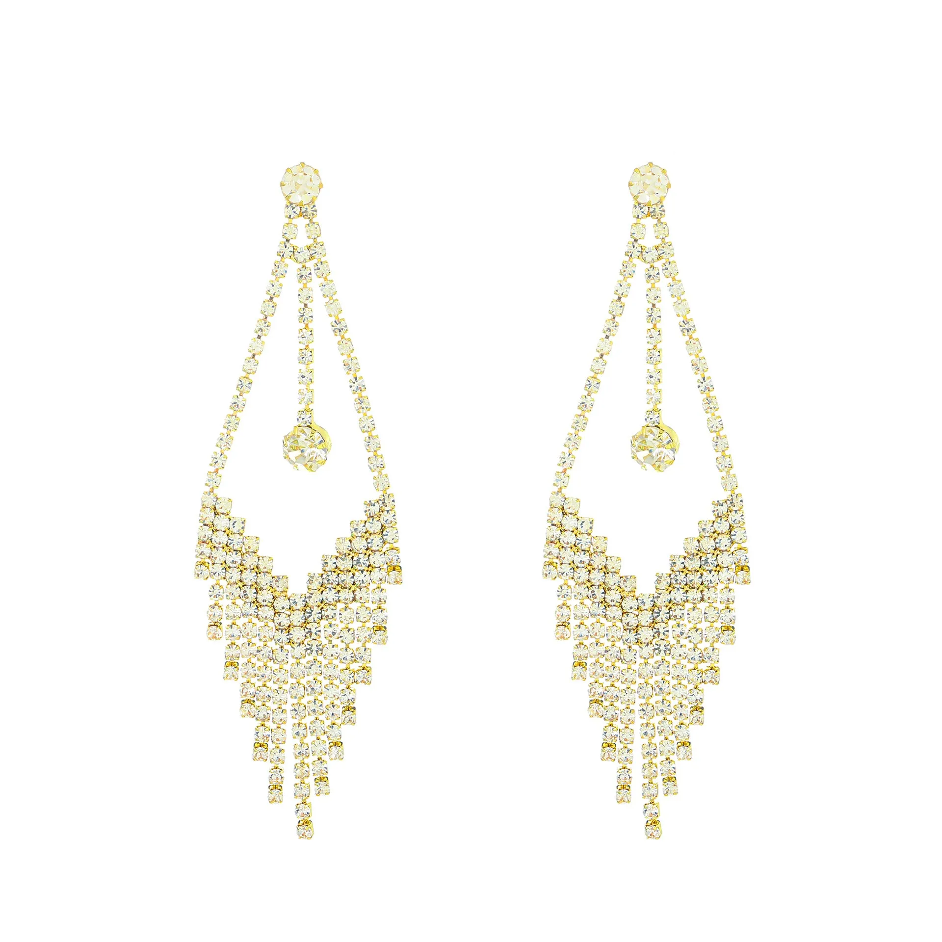 Wholesale Long Diamond Tassel Butterfly Heart Copper Earrings