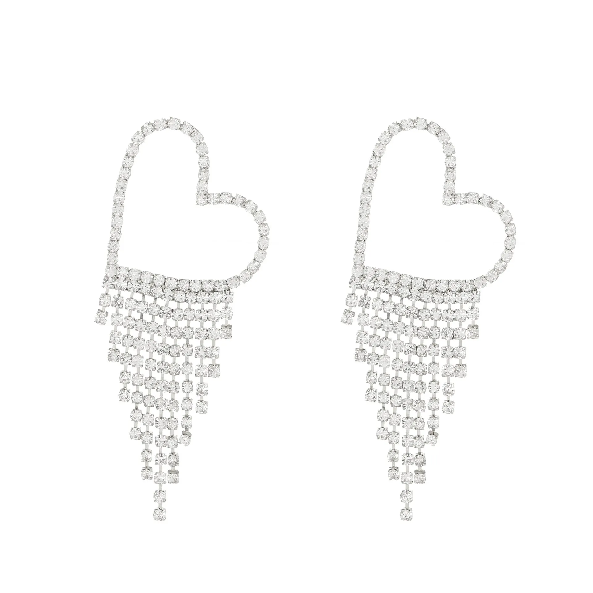 Wholesale Long Diamond Tassel Butterfly Heart Copper Earrings