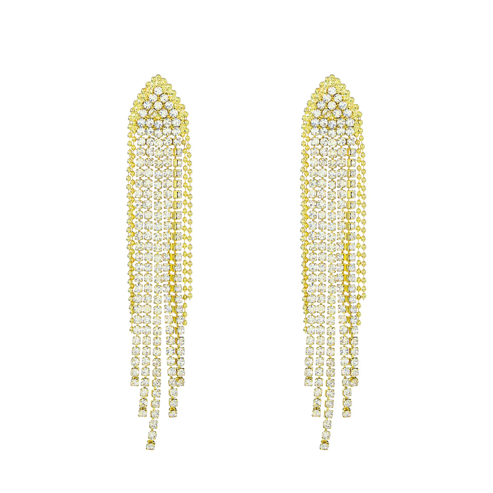 Wholesale Long Diamond Tassel Butterfly Heart Copper Earrings