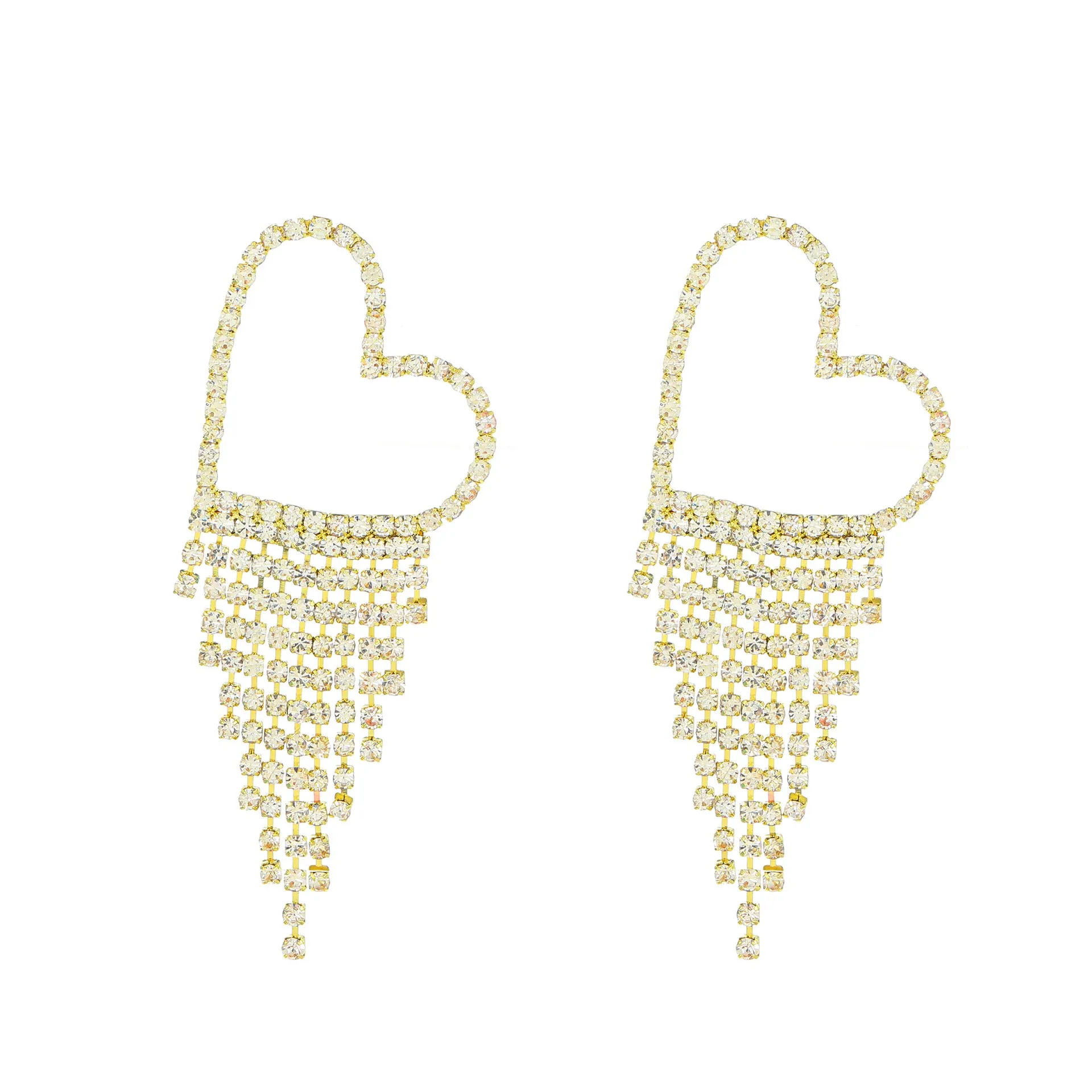 Wholesale Long Diamond Tassel Butterfly Heart Copper Earrings