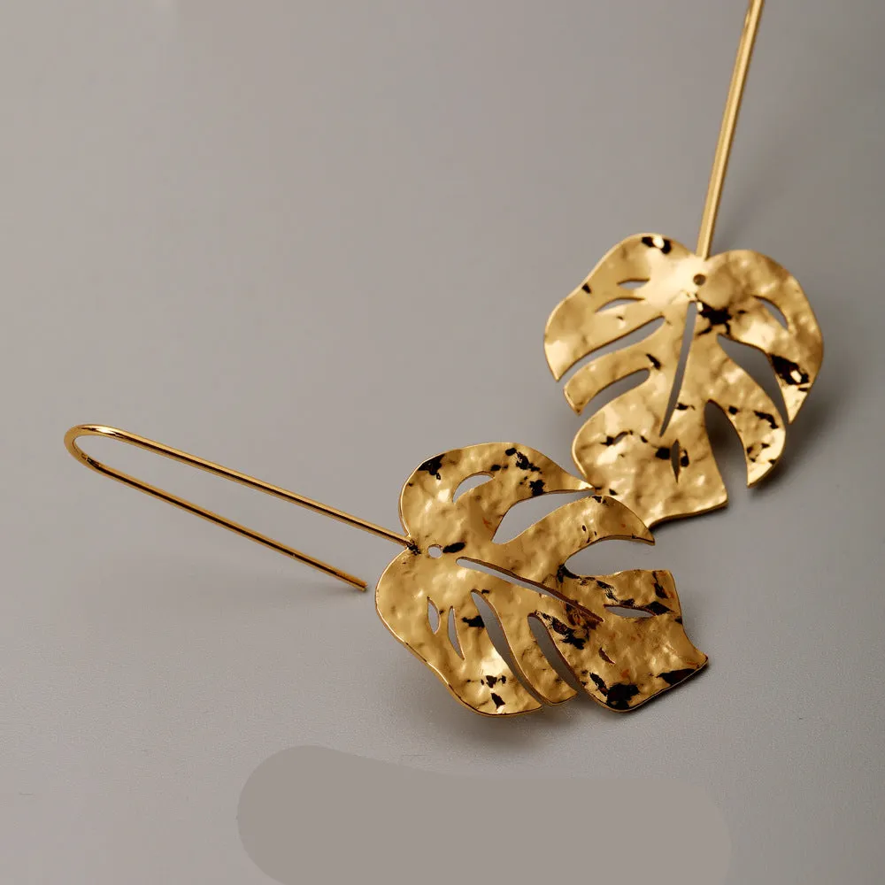 Wholesale Long leaf retro temperament cold style ins design Earrings