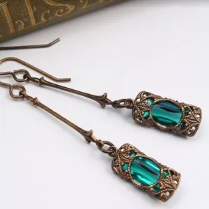 Wholesale Long Length Gemstones Vintage Alloy Earrings