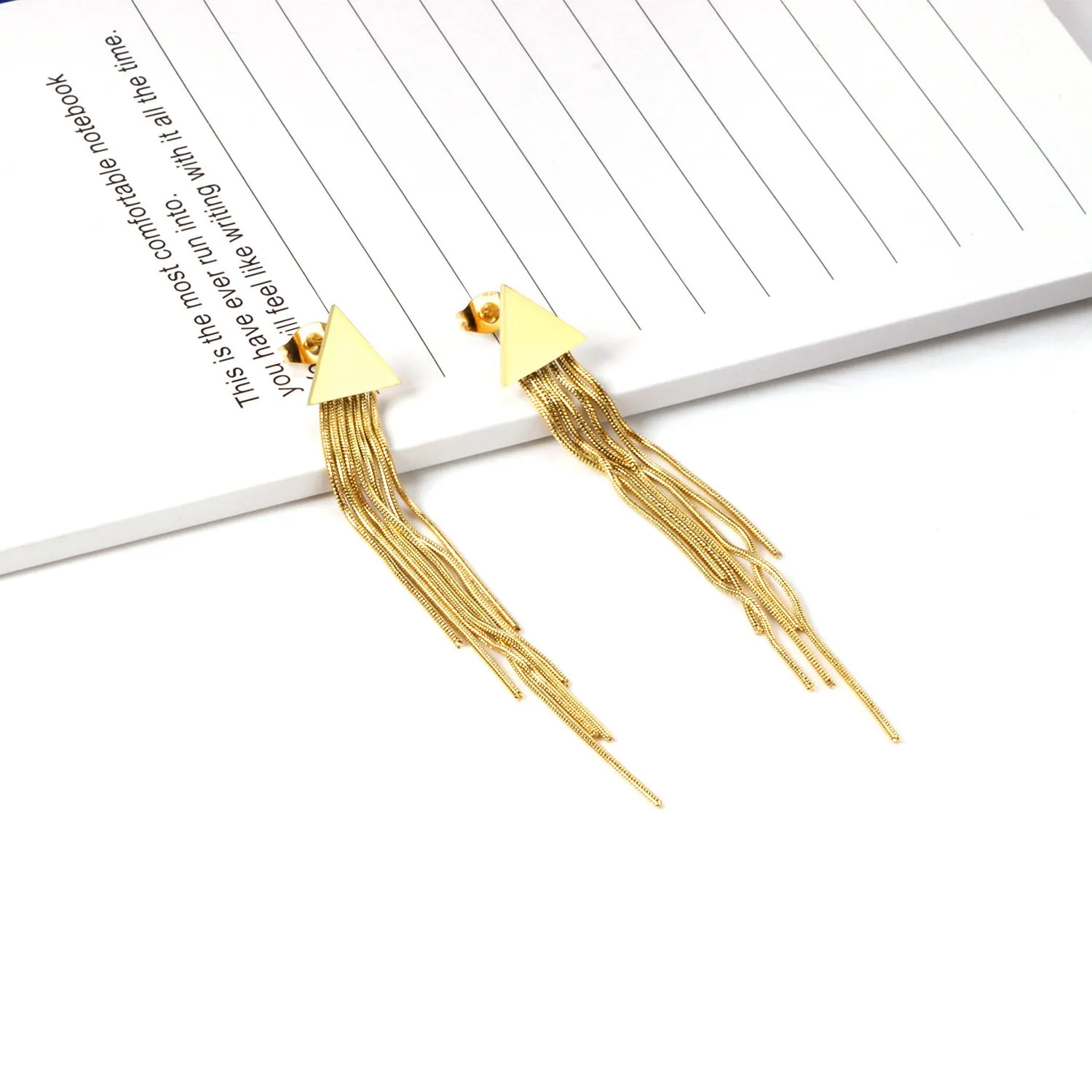Wholesale Long Stainless Steel Chain Niche Retro Geometric Tassel Earrings