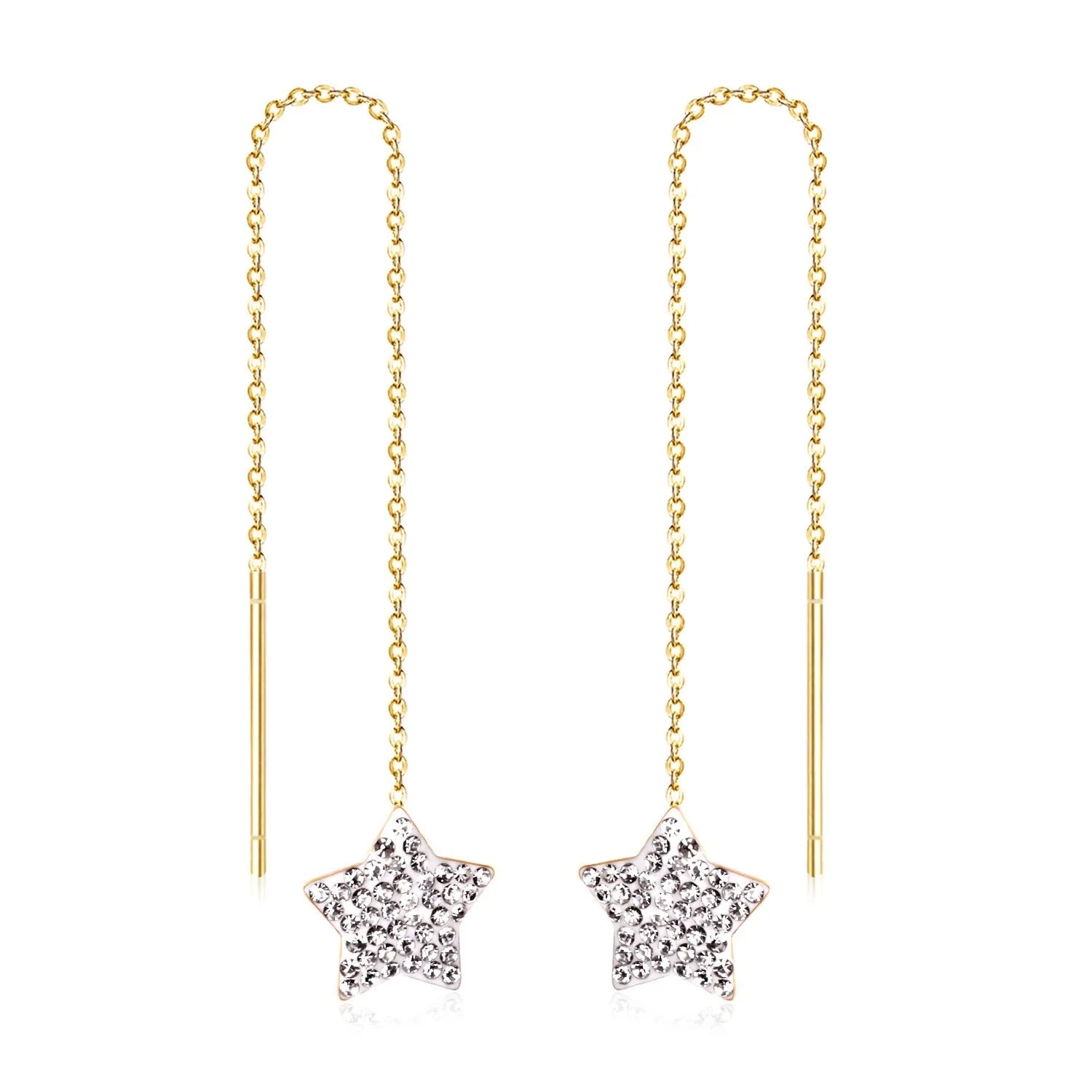 Wholesale Long Stainless Steel Chain Niche Retro Geometric Tassel Earrings