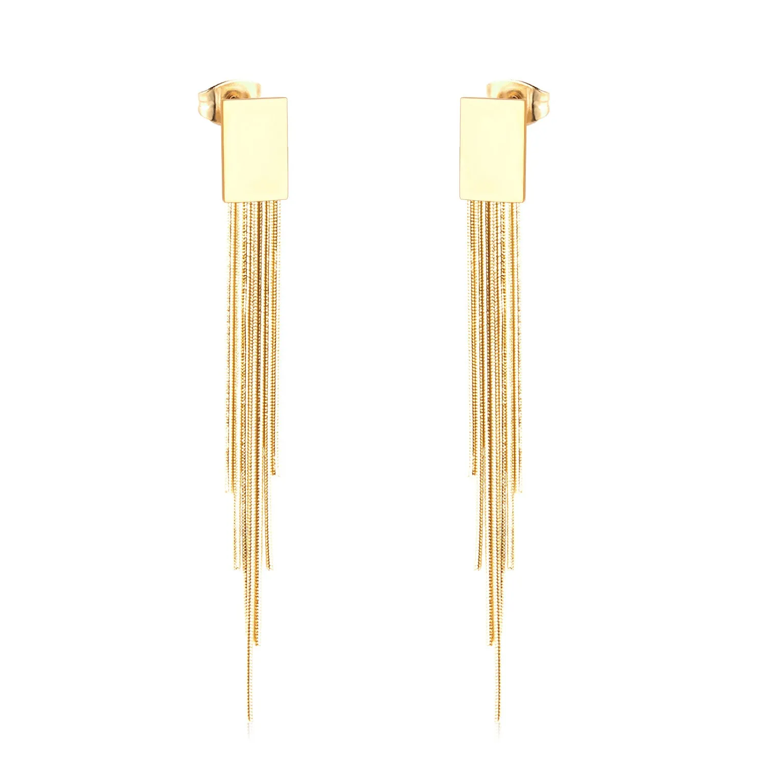 Wholesale Long Stainless Steel Chain Niche Retro Geometric Tassel Earrings