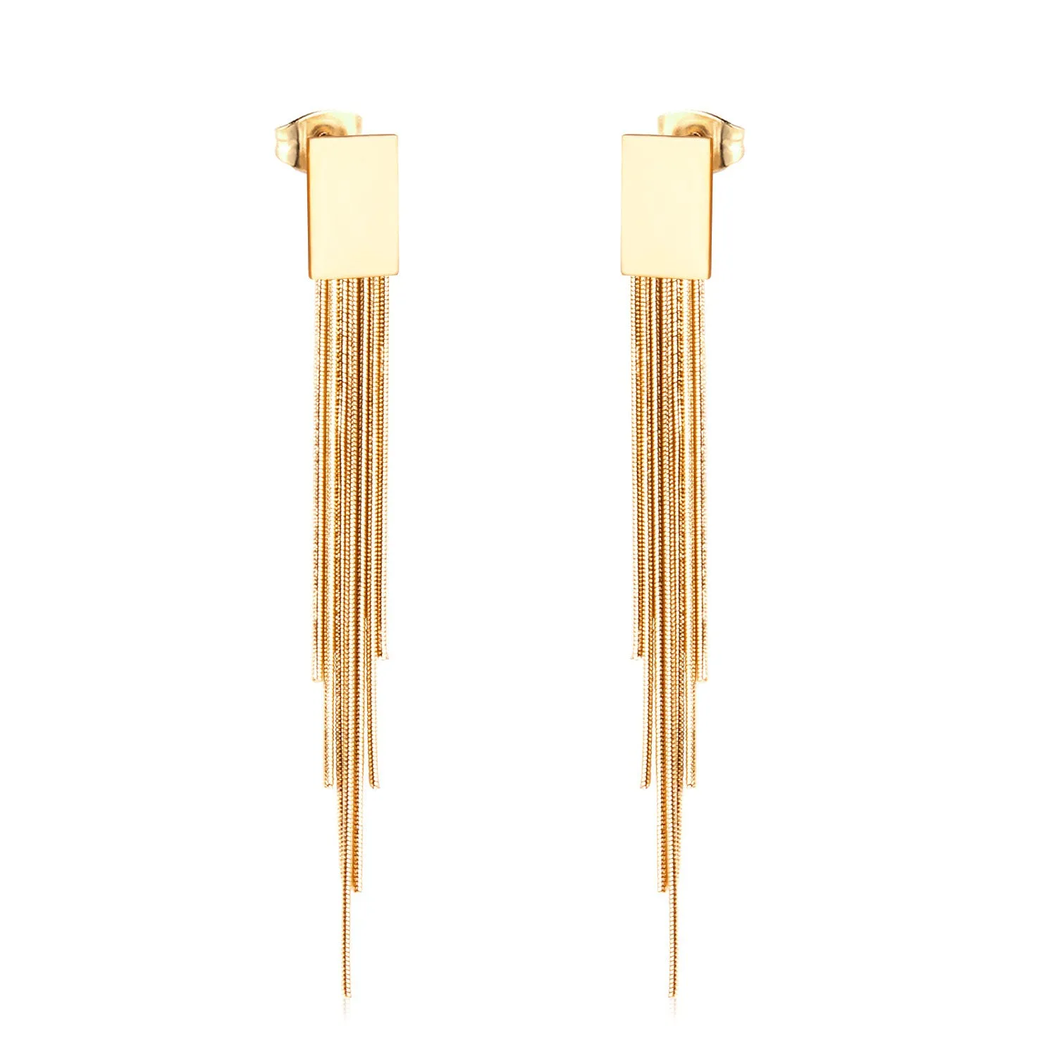 Wholesale Long Stainless Steel Chain Niche Retro Geometric Tassel Earrings