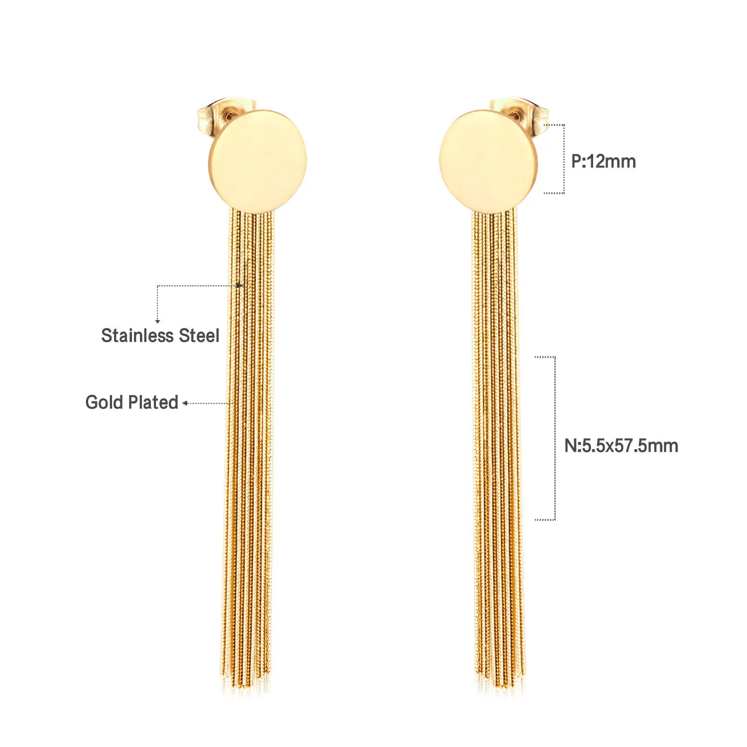 Wholesale Long Stainless Steel Chain Niche Retro Geometric Tassel Earrings