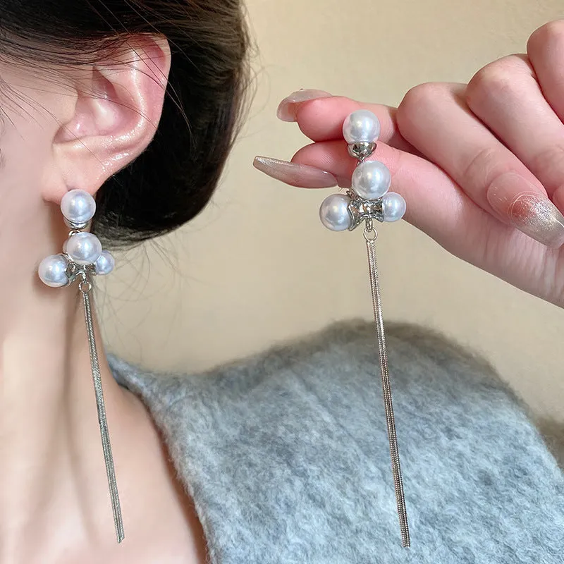 Wholesale Long Tassel Pearl Earrings