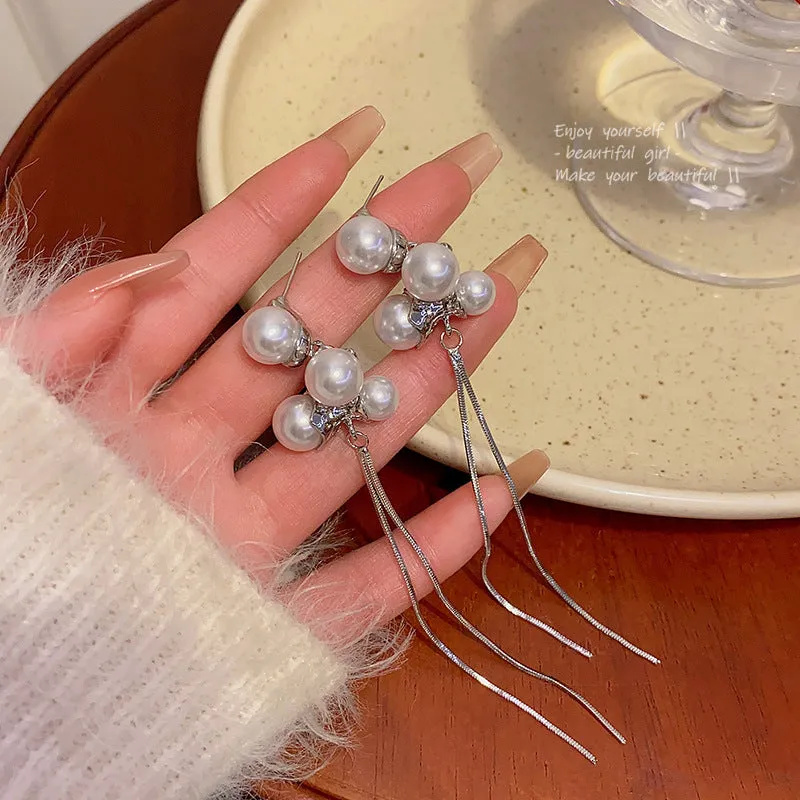 Wholesale Long Tassel Pearl Earrings