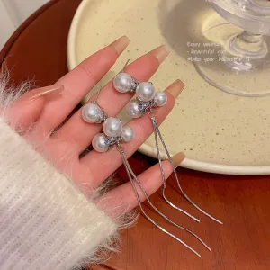 Wholesale Long Tassel Pearl Earrings