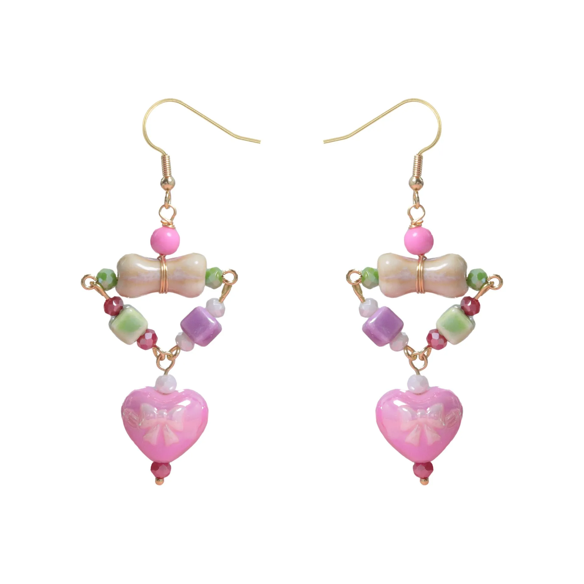 Wholesale Love Bow Beaded Acrylic Ear Hooks