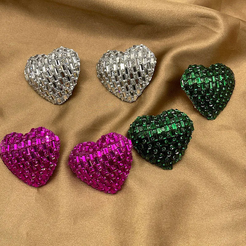 Wholesale Love Colored Glass Full Diamond Earrings