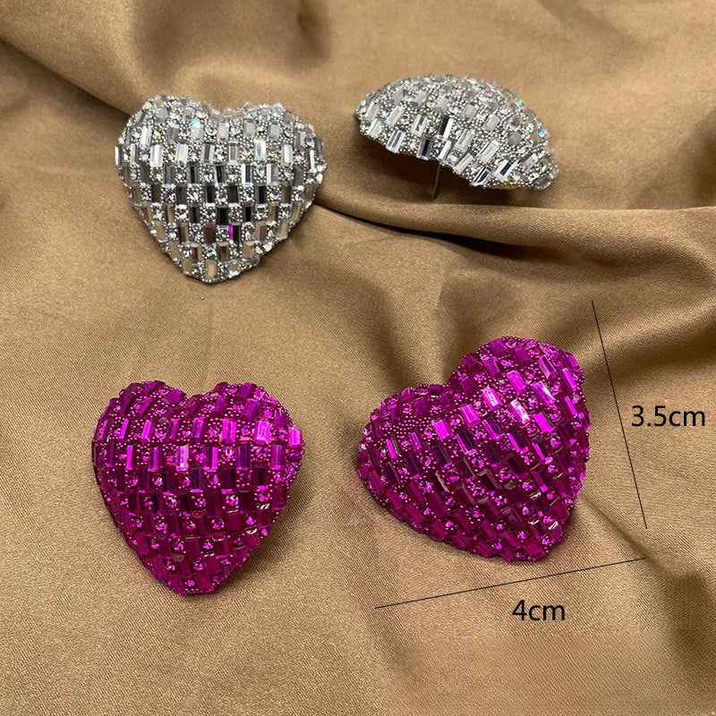 Wholesale Love Colored Glass Full Diamond Earrings