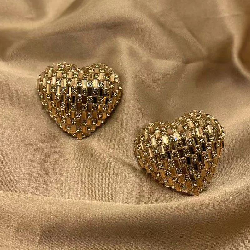 Wholesale Love Colored Glass Full Diamond Earrings