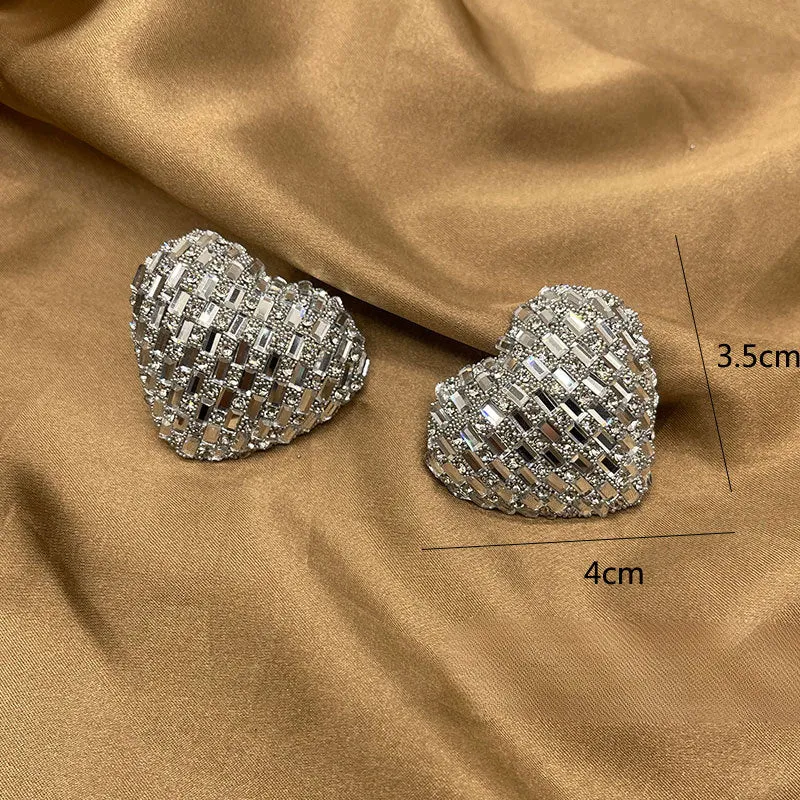 Wholesale Love Colored Glass Full Diamond Earrings