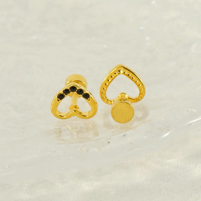 Wholesale Love Diamond Hollow Titanium Steel Earrings