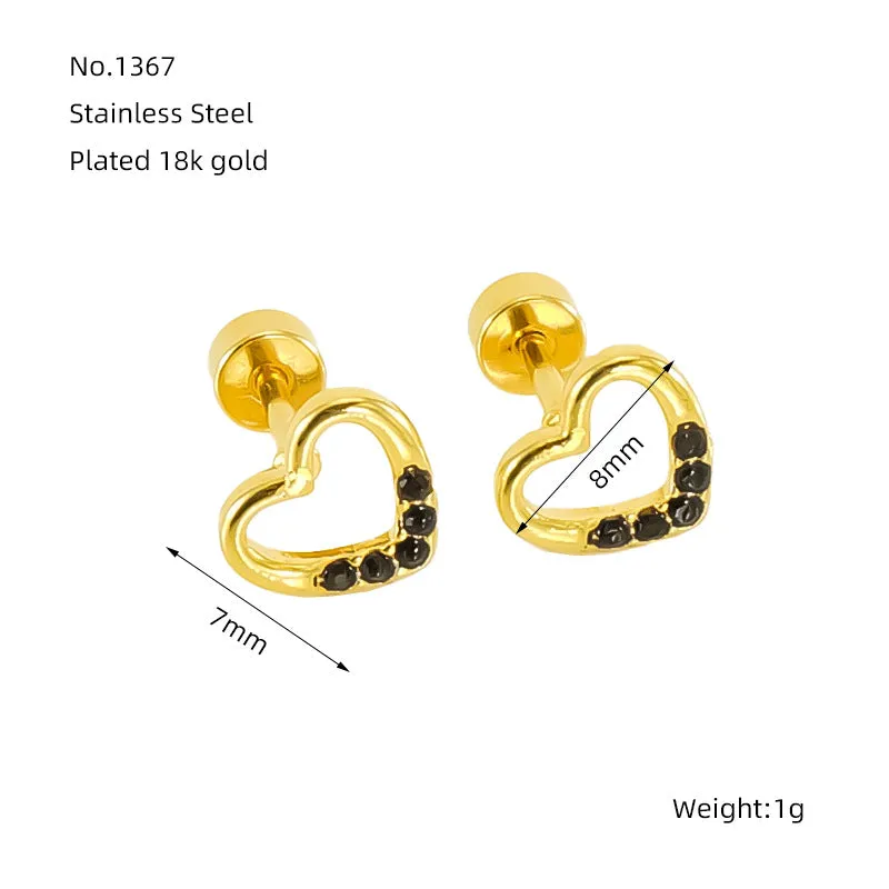 Wholesale Love Diamond Hollow Titanium Steel Earrings