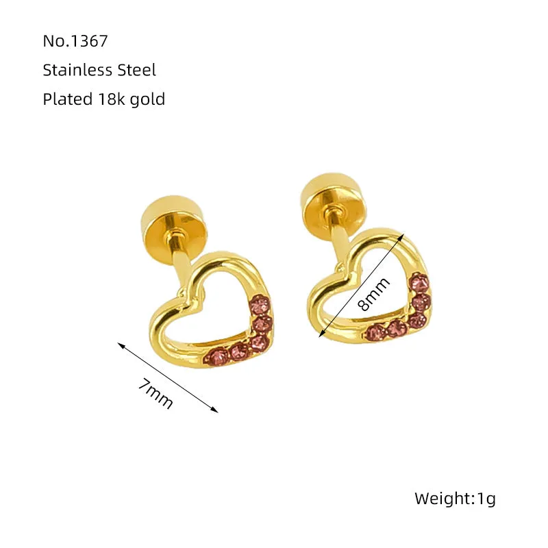 Wholesale Love Diamond Hollow Titanium Steel Earrings
