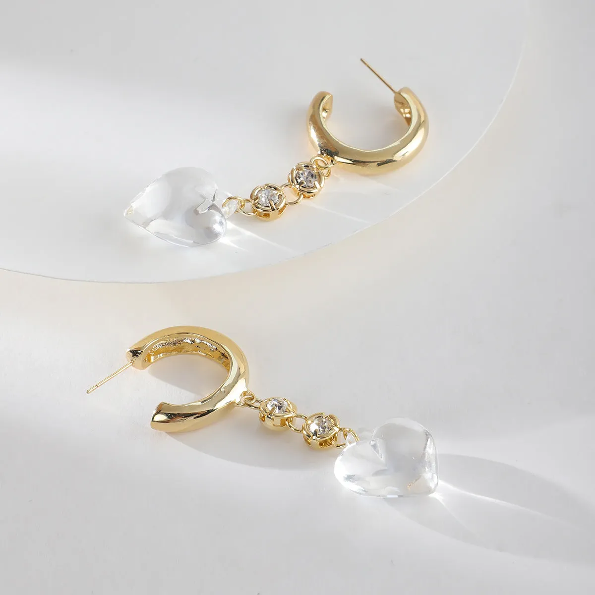 Wholesale Love Diamond Pearl Copper Stud Earrings