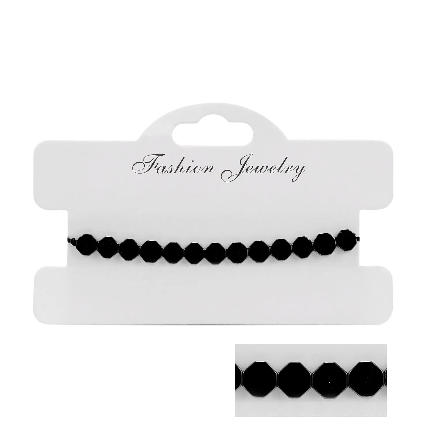 Wholesale Love flat bead black gallstone hand-woven adjustable bracelet
