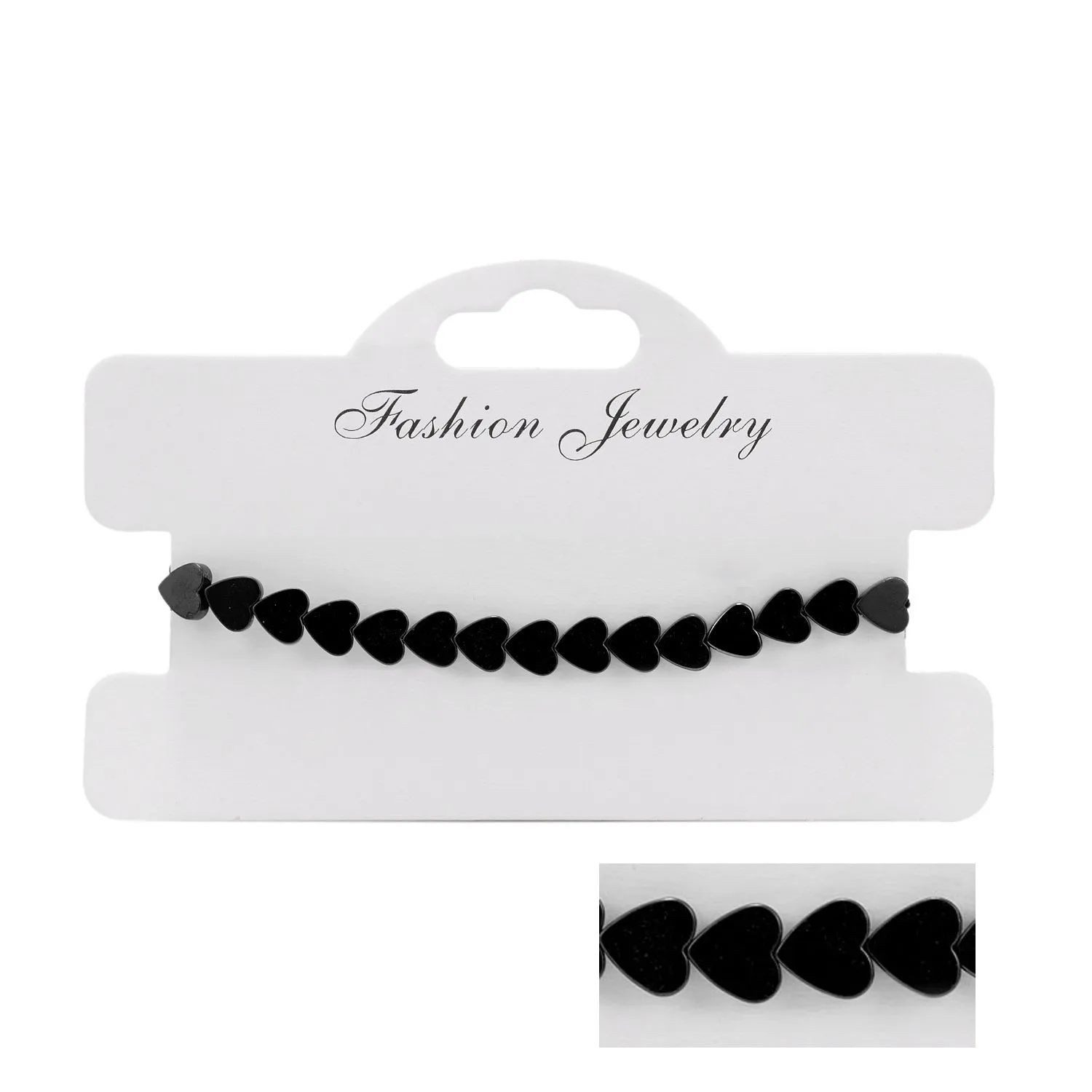 Wholesale Love flat bead black gallstone hand-woven adjustable bracelet