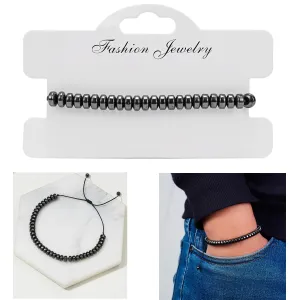 Wholesale Love flat bead black gallstone hand-woven adjustable bracelet