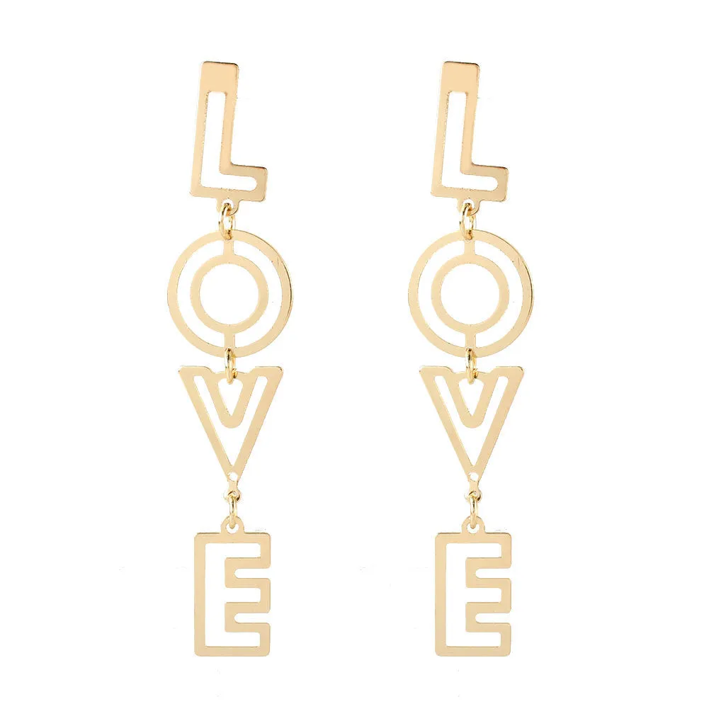 Wholesale LOVE Letter Alloy Earrings