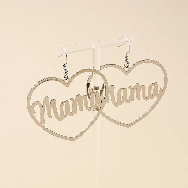 Wholesale Love Letter MAMA Peach Heart Mother's Day Earrings