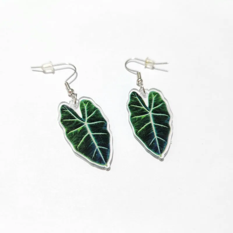 Wholesale Love Pink Leaf Turtle Back Leaf Acrylic Earrings