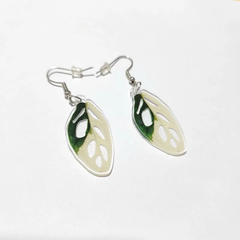 Wholesale Love Pink Leaf Turtle Back Leaf Acrylic Earrings