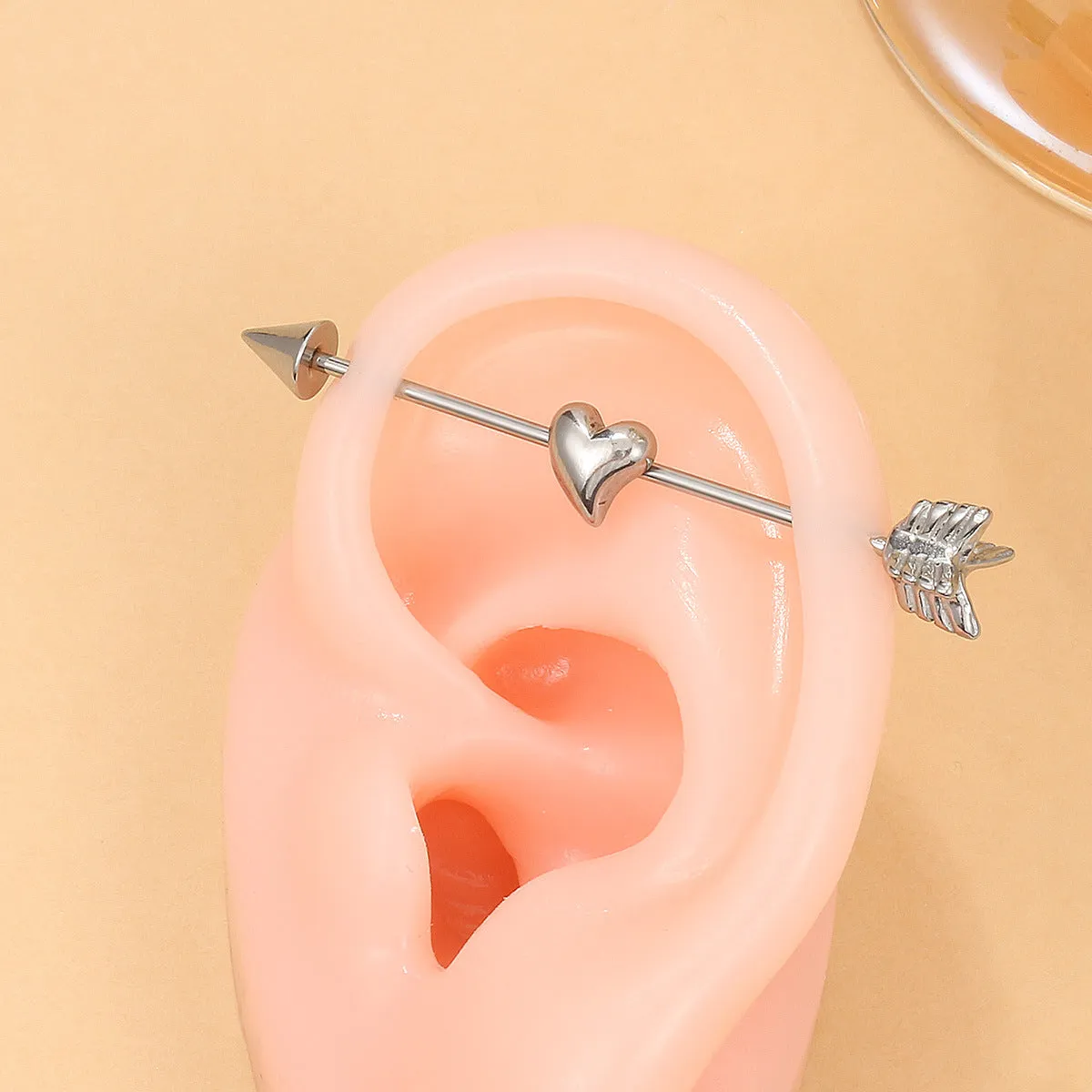 Wholesale Love Puncture Diagonal Stainless Steel Earrings