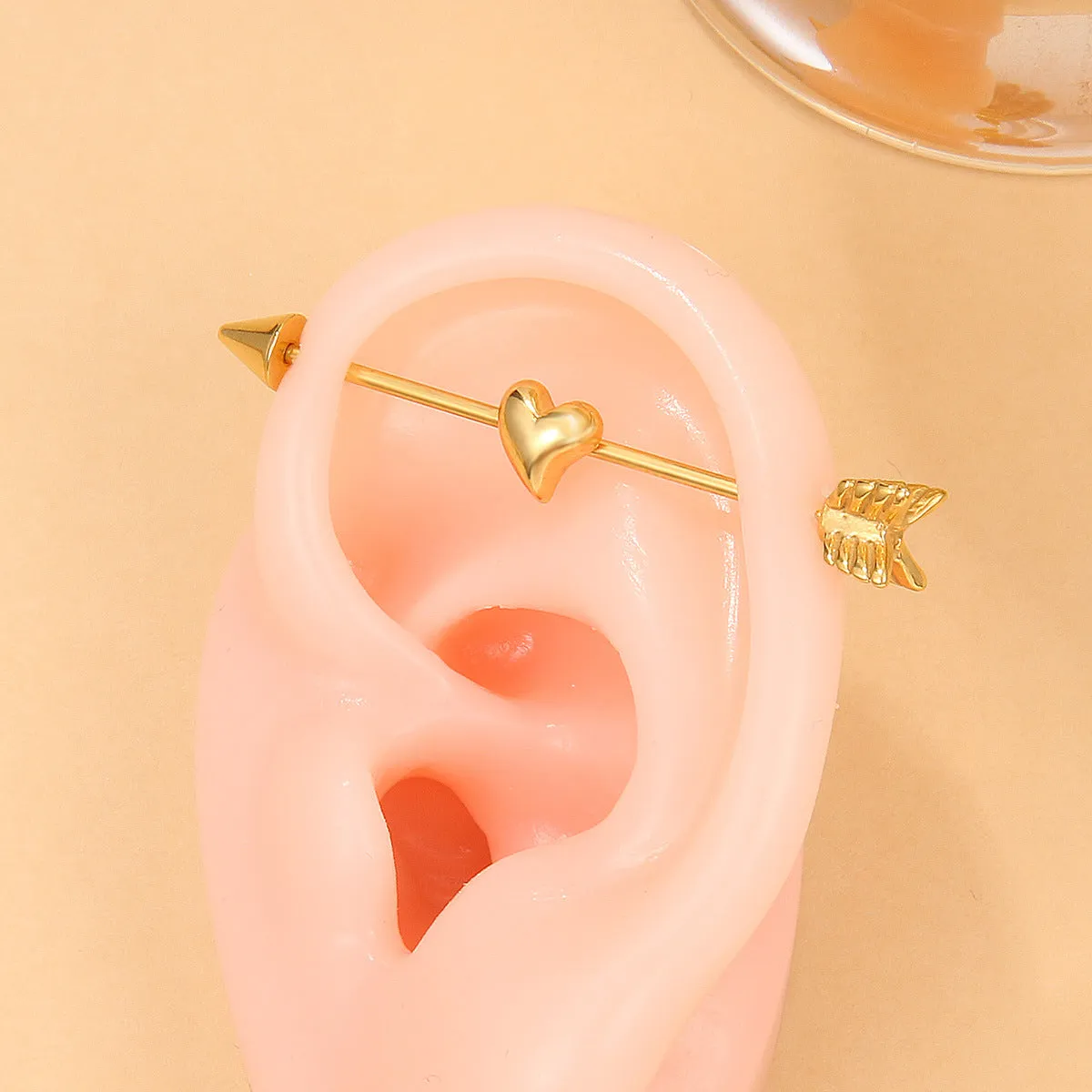 Wholesale Love Puncture Diagonal Stainless Steel Earrings