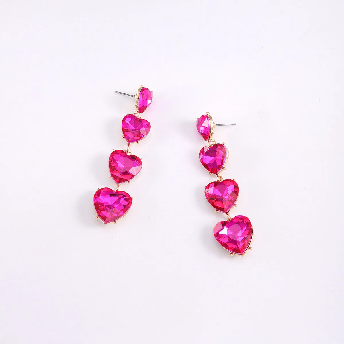 Wholesale Love Rhinestone Tassel Alloy Earrings