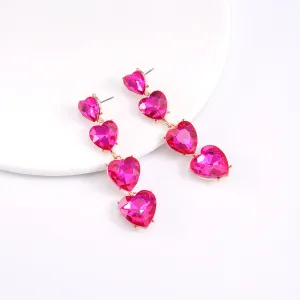Wholesale Love Rhinestone Tassel Alloy Earrings