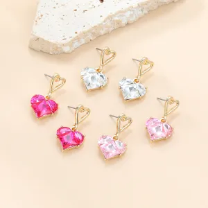 Wholesale Love Shaped Earrings Exaggerated Colored Diamond Earrings