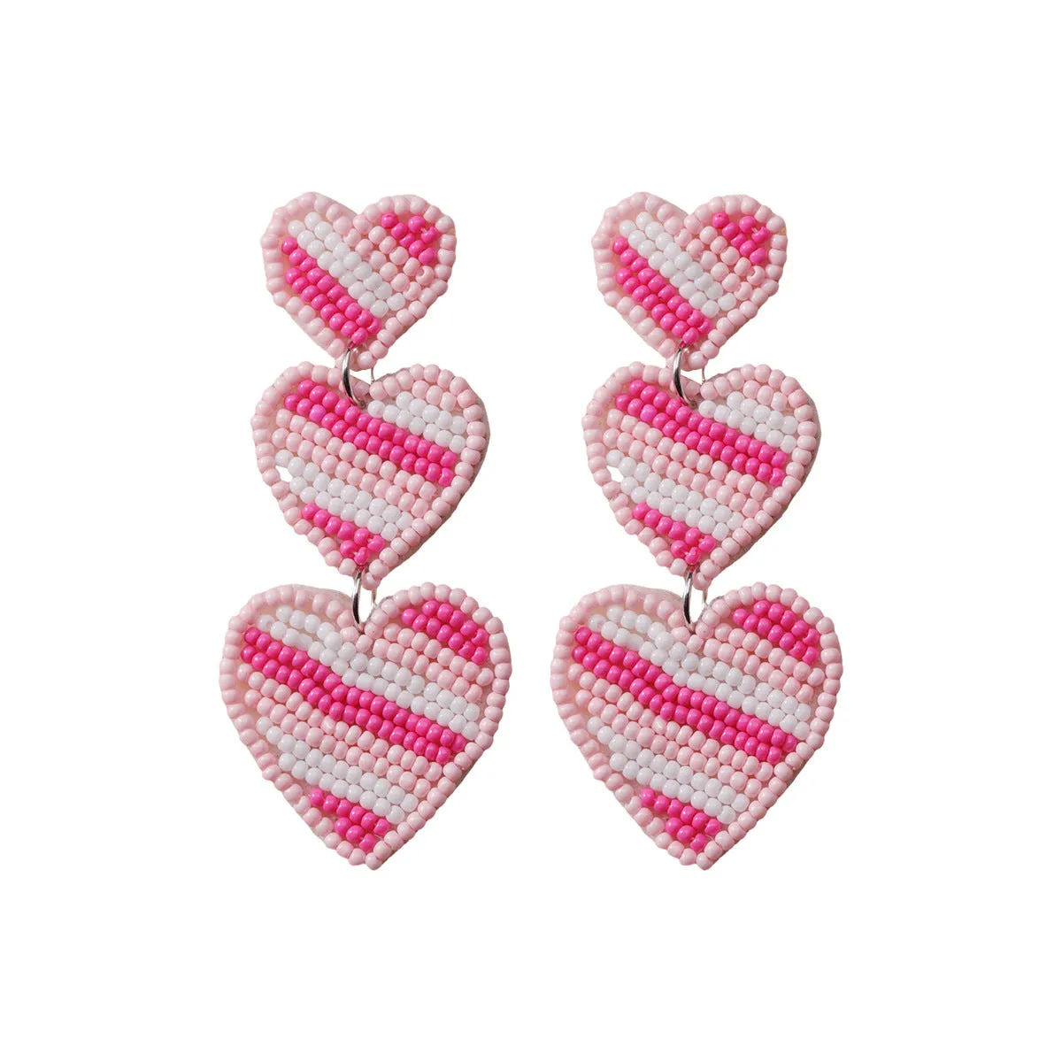 Wholesale Love Valentine's Day Fabric Diamond Handmade Rice Bead Earrings
