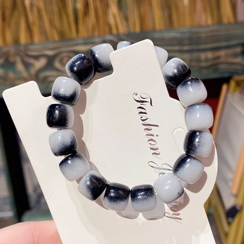Wholesale Macaron Bamboo Two Tone Beaded Bracelet