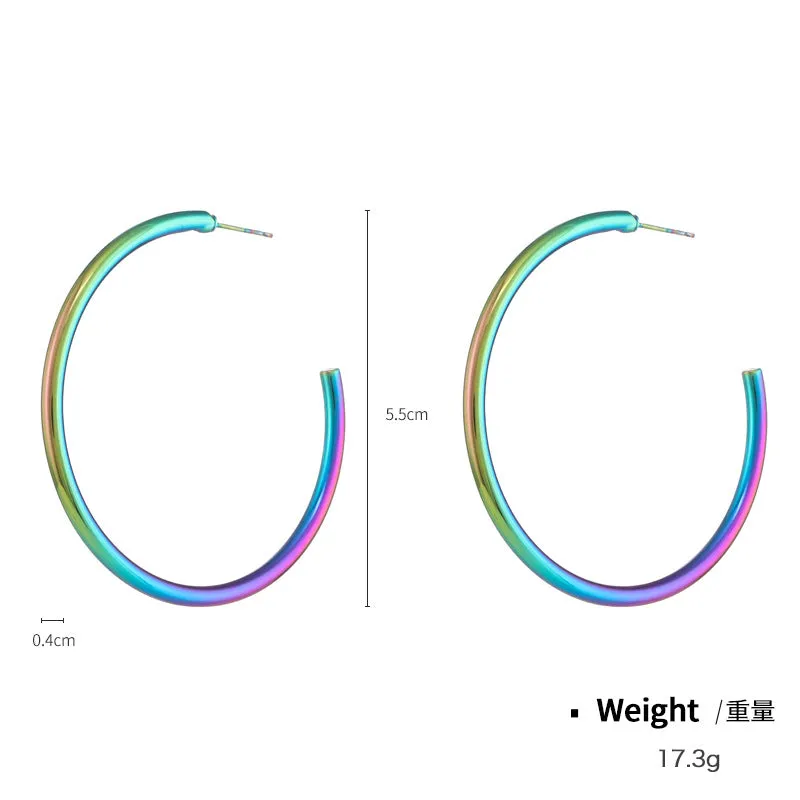 Wholesale Magic Color Electroplating Classic HOOP Retro Earrings