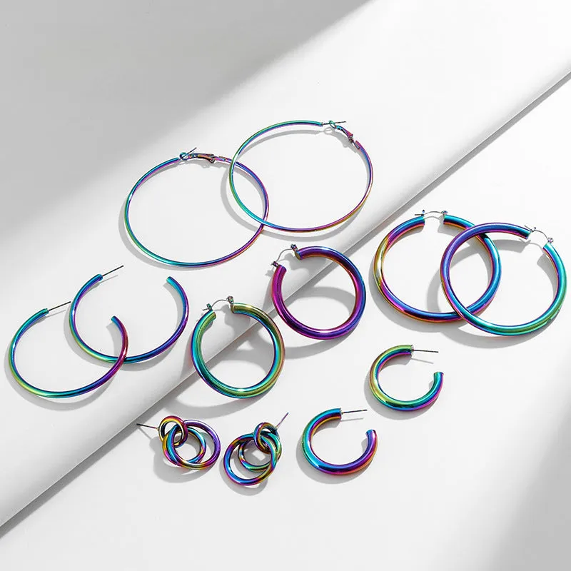 Wholesale Magic Color Electroplating Classic HOOP Retro Earrings