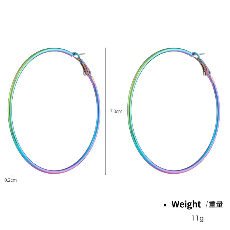 Wholesale Magic Color Electroplating Classic HOOP Retro Earrings