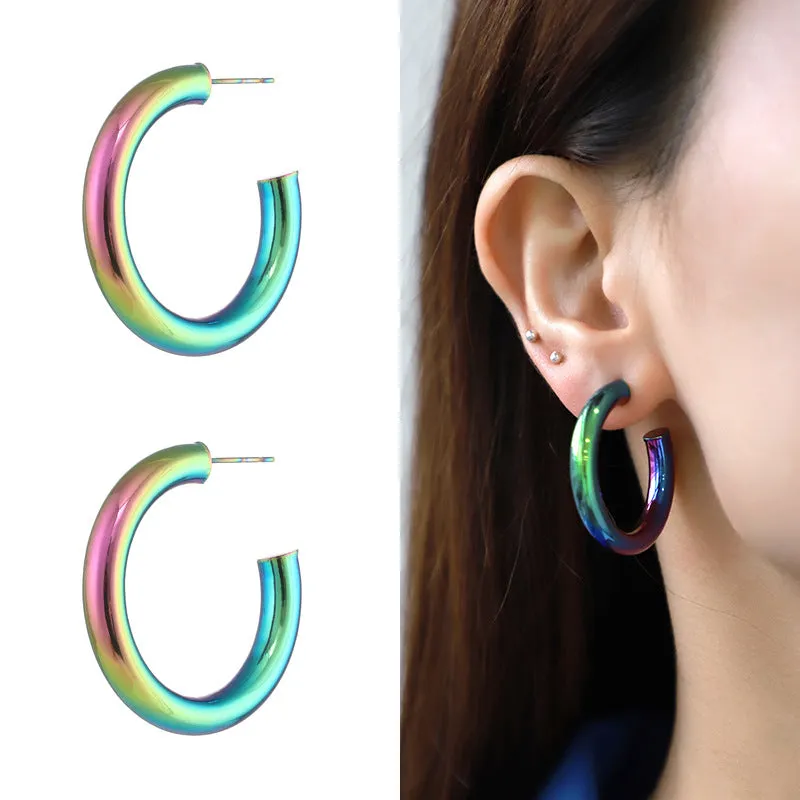 Wholesale Magic Color Electroplating Classic HOOP Retro Earrings