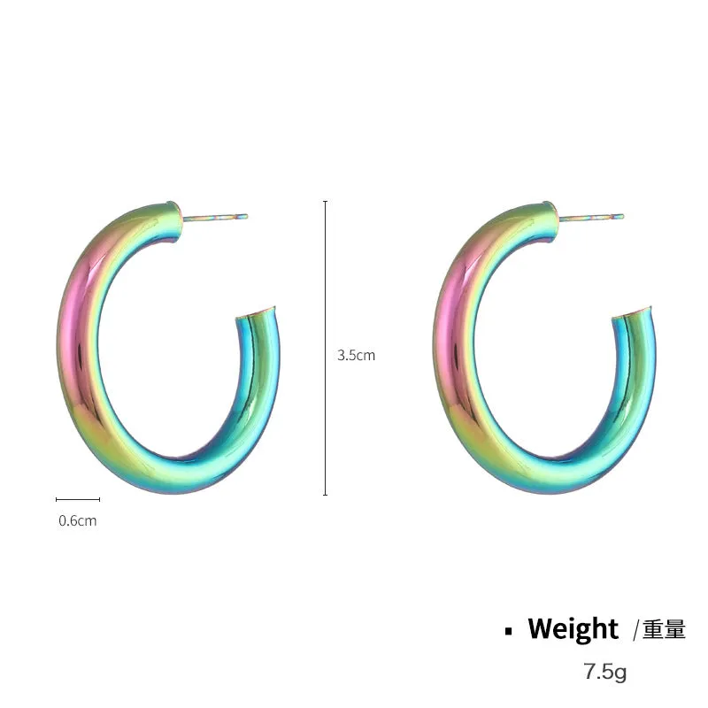 Wholesale Magic Color Electroplating Classic HOOP Retro Earrings